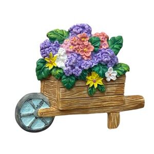 Vintage Floral Wheelbarrow Brooch | Resin |Spring Garden Pin | Cottagecore